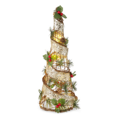 North Pole Trading Co. 18in Santa Lodge Berry Cone Christmas Tabletop Tree