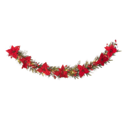 North Pole Trading Co. Red Glitter Led Indoor Christmas Garland