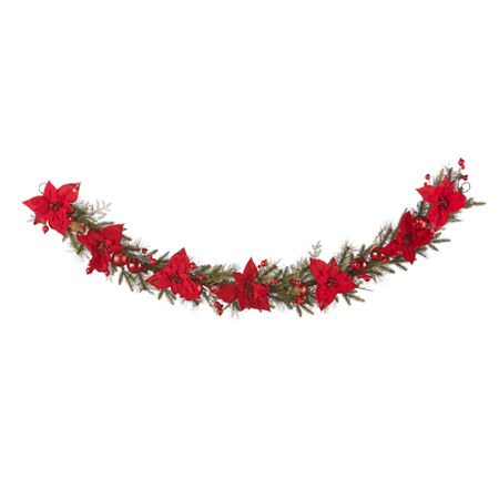 North Pole Trading Co. Red Glitter Led Indoor Christmas Garland, One Size, Red