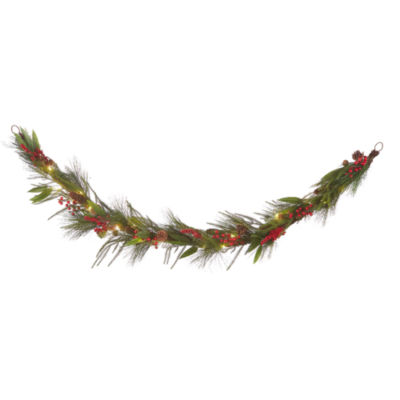 North Pole Trading Co. Pine Berry Led Indoor Christmas Garland