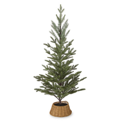 North Pole Trading Co. 36in Rattan Potted Christmas Tabletop Tree