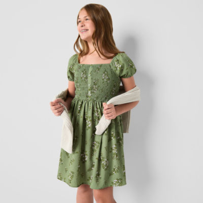 Thereabouts Little & Big Girls Short Sleeve Puffed A-Line Dress