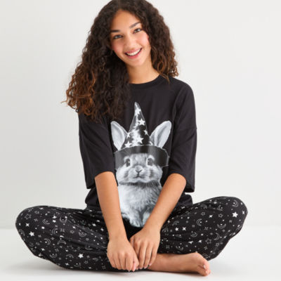 Arizona Body Womens Juniors Short Sleeve Crew Neck Pajama Top