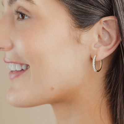 (G-Si2) Womens 1 CT. T.W. Lab Grown White Diamond 10K Gold 21.9mm Hoop Earrings