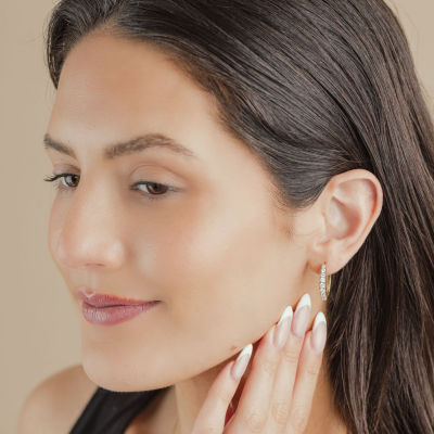 (G-Si2) Womens 1 CT. T.W. Lab Grown White Diamond 10K Gold 21.9mm Hoop Earrings