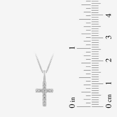 (I / I2) Womens 1/10 CT. T.W. Lab Grown White Diamond 10K Gold Cross 18 Inch Pendant Necklace