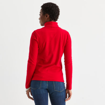 St. John's Bay Womens Turtleneck Long Sleeve T-Shirt