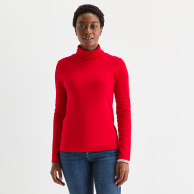 St. John's Bay Womens Turtleneck Long Sleeve T-Shirt