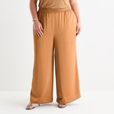 Worthington-Plus Womens Wide Leg Pull-On Pant