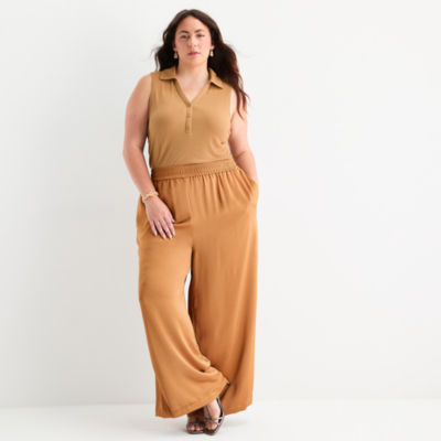 Worthington-Plus Womens Wide Leg Pull-On Pant