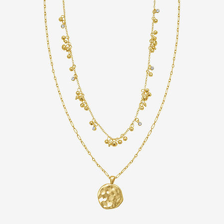 Rebecca Minkoff Womens 14k Gold Over Brass 18 1/2 Inch Pendant Necklace In Pattern