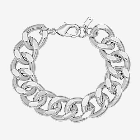 Rebecca Minkoff Silver Addiction Womens 8 Inch Solid Curb Chain Bracelet In Red