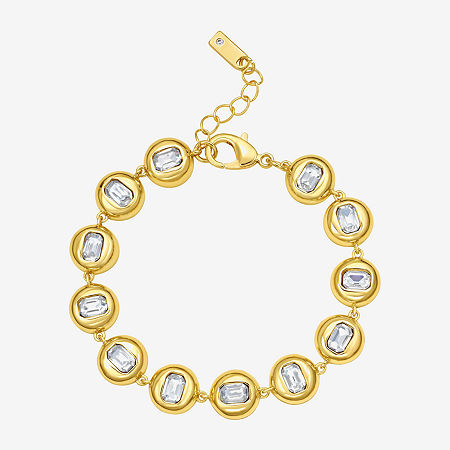 Rebecca Minkoff Womens Cubic Zirconia 14k Gold Over Brass 7.5 Inch Tennis Bracelet In Purple