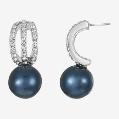Monet Jewelry Womens Glass Simulated Pearl Round Hypoallergenic Drop Earrings