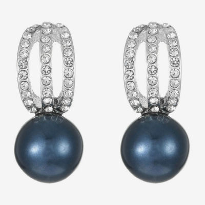 Monet Jewelry Womens Glass Simulated Pearl Round Hypoallergenic Drop Earrings
