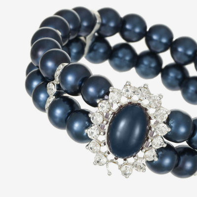 Monet Jewelry Womens Glass Simulated Pearl Round Stretch Bracelet