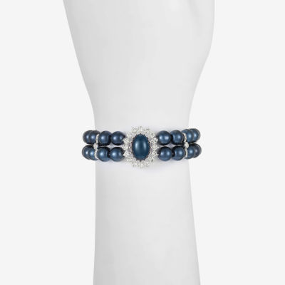 Monet Jewelry Womens Glass Simulated Pearl Round Stretch Bracelet