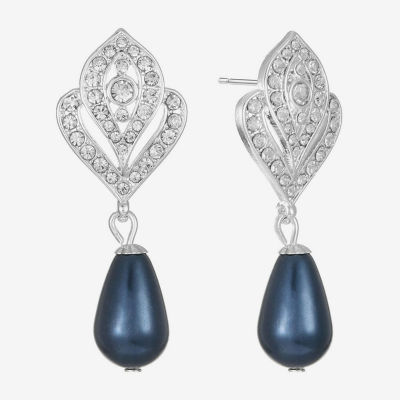 Monet Jewelry Womens Glass Simulated Pearl Hypoallergenic Drop Earrings