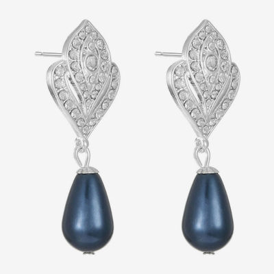 Monet Jewelry Womens Glass Simulated Pearl Hypoallergenic Drop Earrings