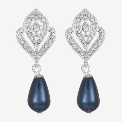 Monet Jewelry Womens Glass Simulated Pearl Hypoallergenic Drop Earrings