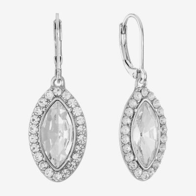 Monet Jewelry Womens Red Glass Marquise Drop Earrings
