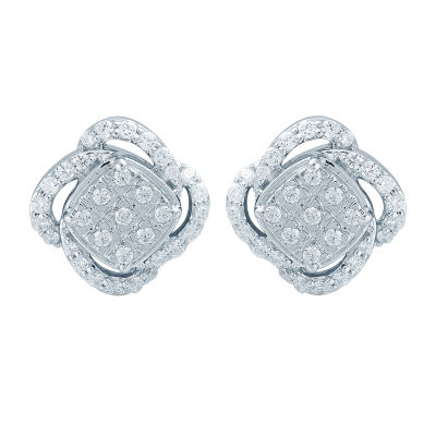 1/2 CT. T.W. Natural White Diamond Sterling Silver 10.1mm Stud Earrings