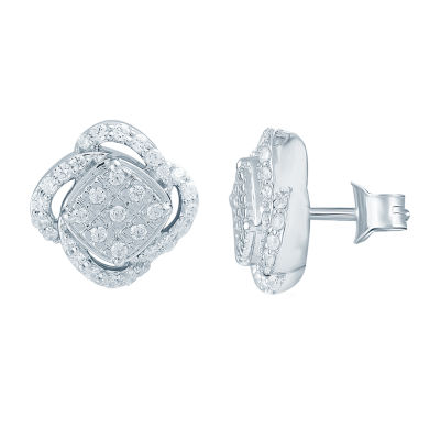 1/2 CT. T.W. Natural White Diamond Sterling Silver 10.1mm Stud Earrings