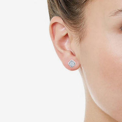 1/2 CT. T.W. Natural White Diamond Sterling Silver 10.1mm Stud Earrings