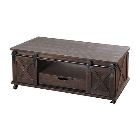 StyleCraft Two Door Dark Brown Wooden Coffee Table, One Size, Brown