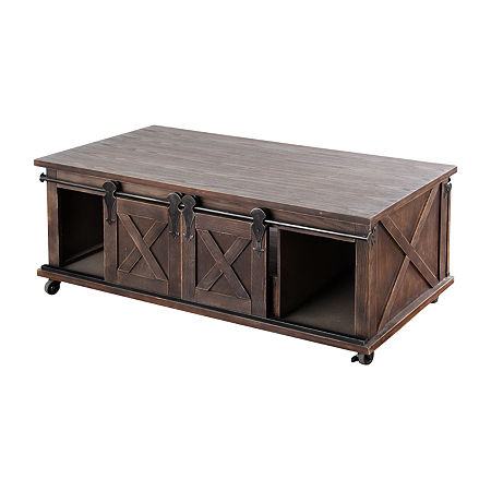 StyleCraft Two Door Dark Brown Wooden Coffee Table, One Size, Brown