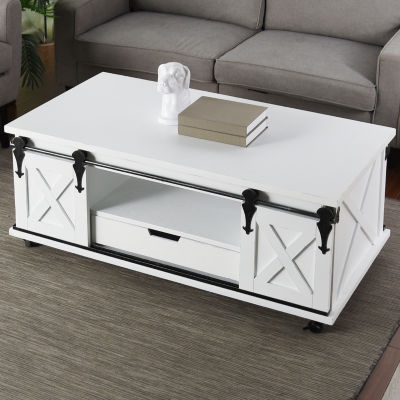 StyleCraft Two Door Antique White Wooden Coffee Table