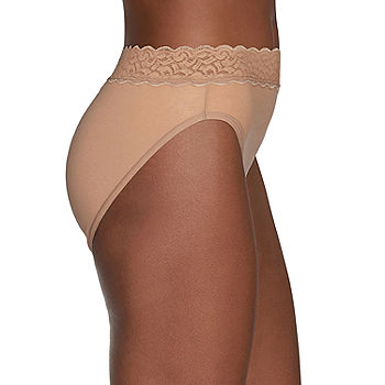 Women's 3 Pack High Leg Lace Briefs (10, Beige) : : Fashion
