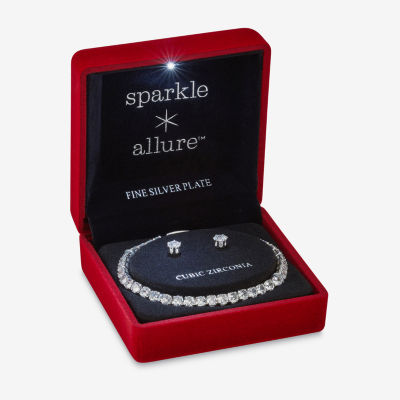 Sparkle Allure Light Up Box 2-pc. Cubic Zirconia Pure Silver Over Brass Round Jewelry Set