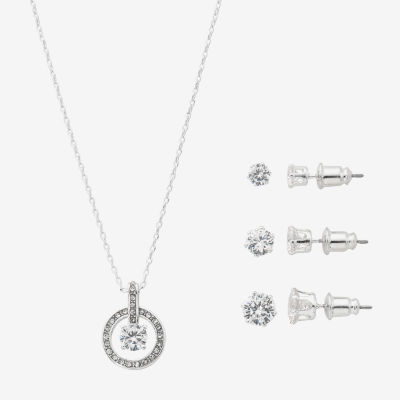 Sparkle Allure Light Up Box -pc. Cubic Zirconia Pure Silver Over Brass Round Jewelry Set