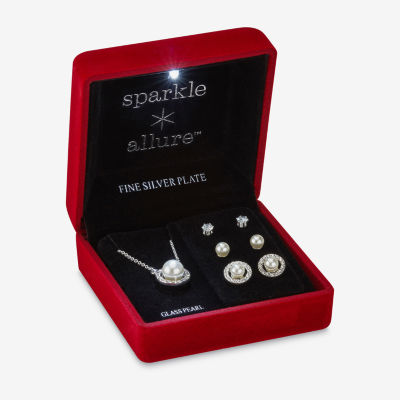 Sparkle Allure Light Up Box -pc. Cubic Zirconia Pure Silver Over Brass Round Jewelry Set