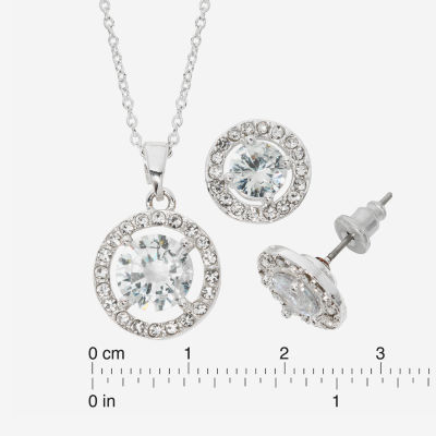 Sparkle Allure Light Up Box Womens Cubic Zirconia Pure Silver Over Brass Round 2-pc. Jewelry Set