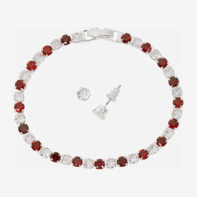 Sparkle Allure Light Up Box Womens Cubic Zirconia Pure Silver Over Brass Round 2-pc. Jewelry Set