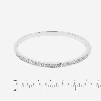 Sparkle Allure Pure Silver Over Brass Bangle Bracelet