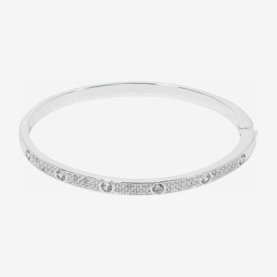 Sparkle Allure Pure Silver Over Brass Bangle Bracelet