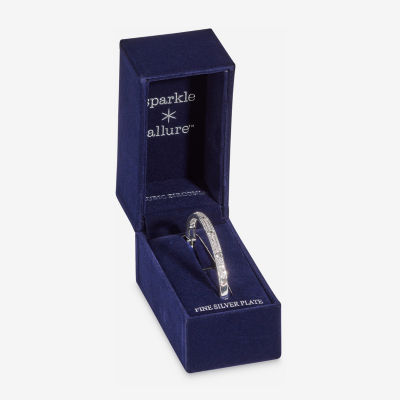 Sparkle Allure Womens Cubic Zirconia Pure Silver Over Brass Bangle Bracelet