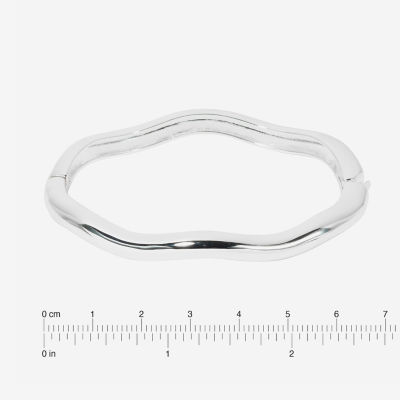 Sparkle Allure Wavy Womens White Pure Silver Over Brass Bangle Bracelet
