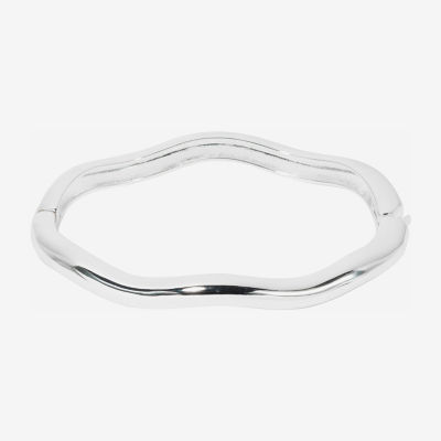 Sparkle Allure Wavy Pure Silver Over Brass Bangle Bracelet