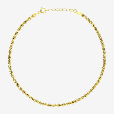 10K Gold 9 Inch Hollow Rope Ankle Bracelet