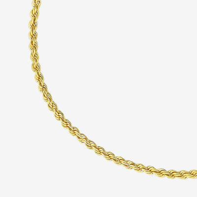 10K Gold 9 Inch Hollow Rope Ankle Bracelet