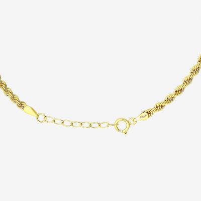 10K Gold 9 Inch Hollow Rope Ankle Bracelet