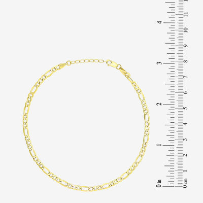 10K Gold 9 Inch Hollow Figaro Ankle Bracelet