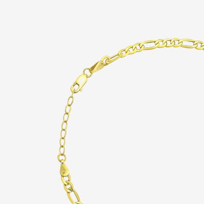 10K Gold 9 Inch Hollow Figaro Ankle Bracelet