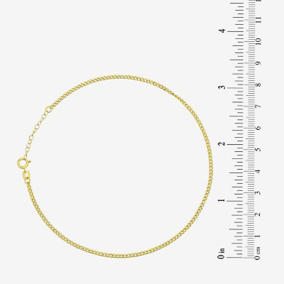 10K Gold 9 Inch Hollow Curb Ankle Bracelet