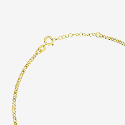 10K Gold 9 Inch Hollow Curb Ankle Bracelet