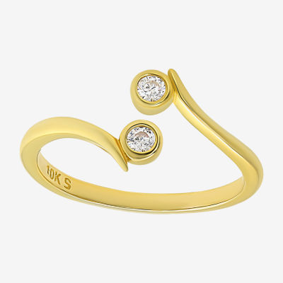 White Cubic Zirconia 10K Gold Toe Ring